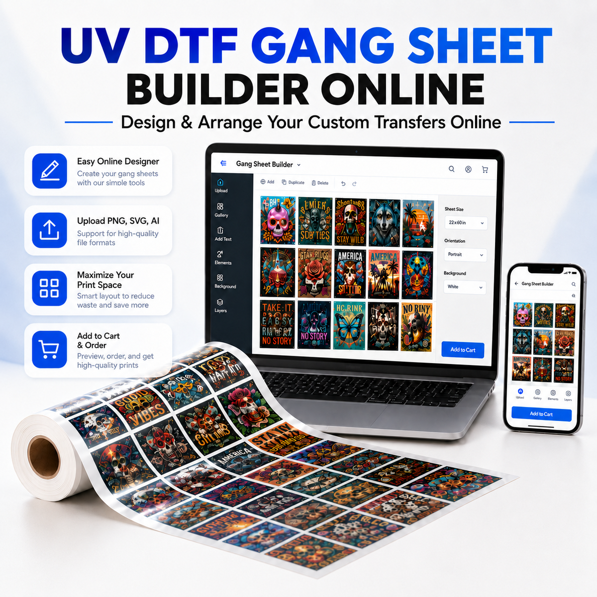 UV DTF Gang Sheet Builder Online