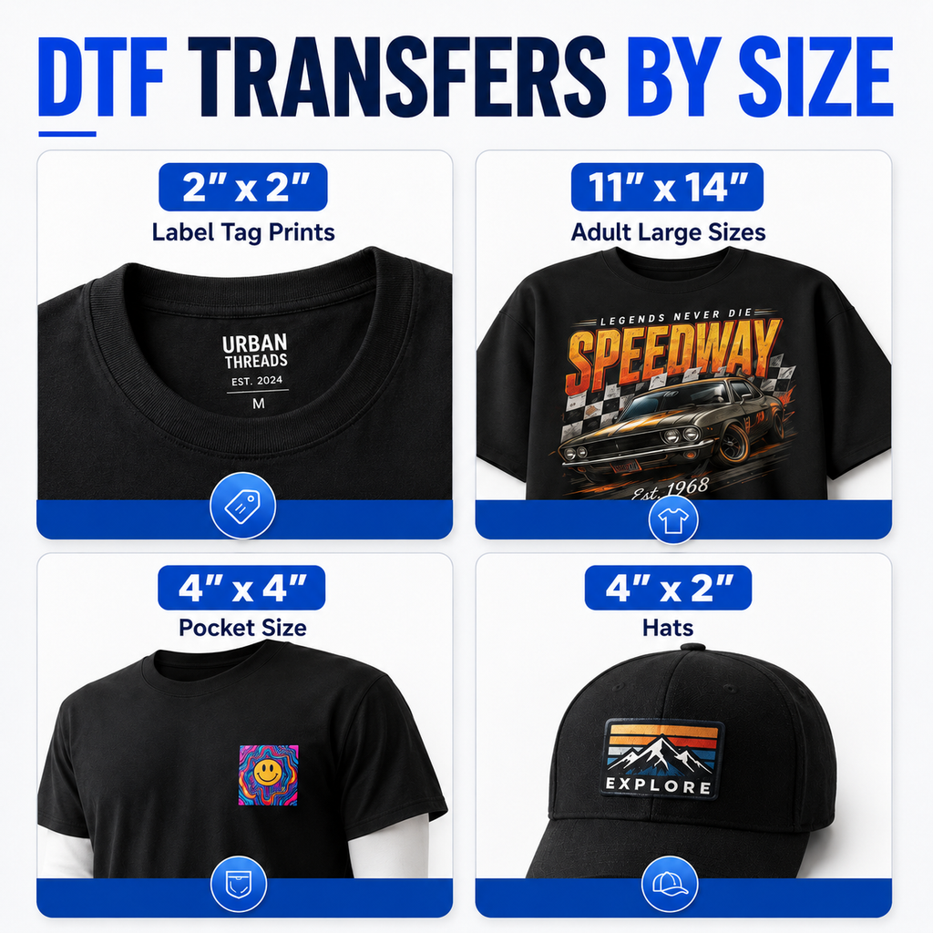 Custom DTF Transfers by Size