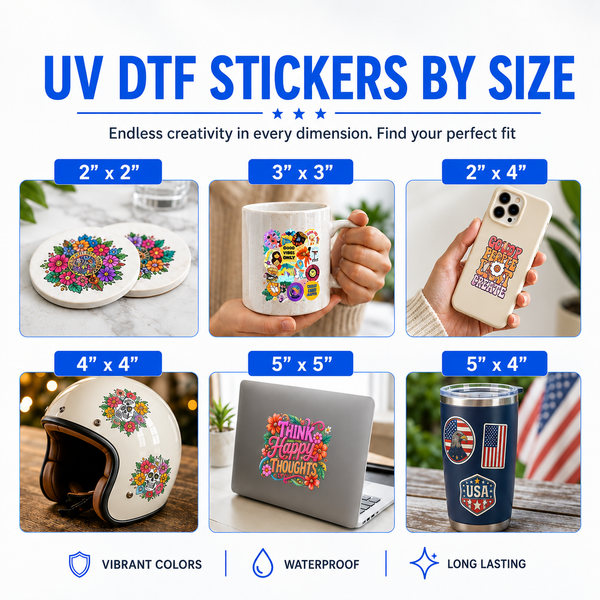 Custom UV DTF Stickers by Size